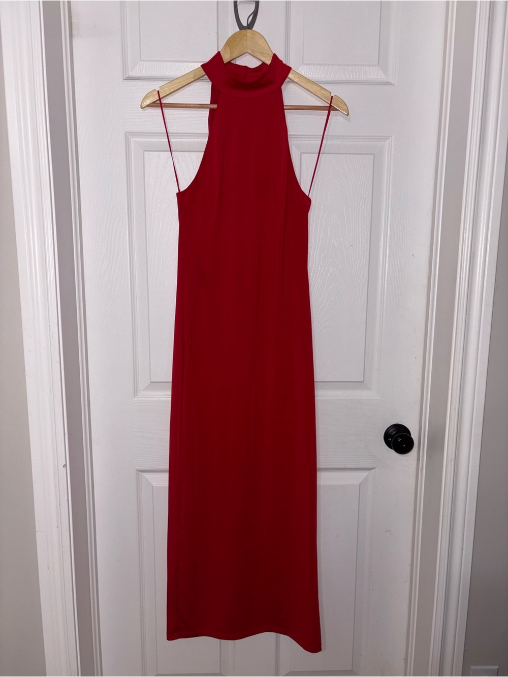 Dynamite Size Small Red Mock Neck Sleeveless Maxi Dress Back Keyhole - Picture 4 of 6